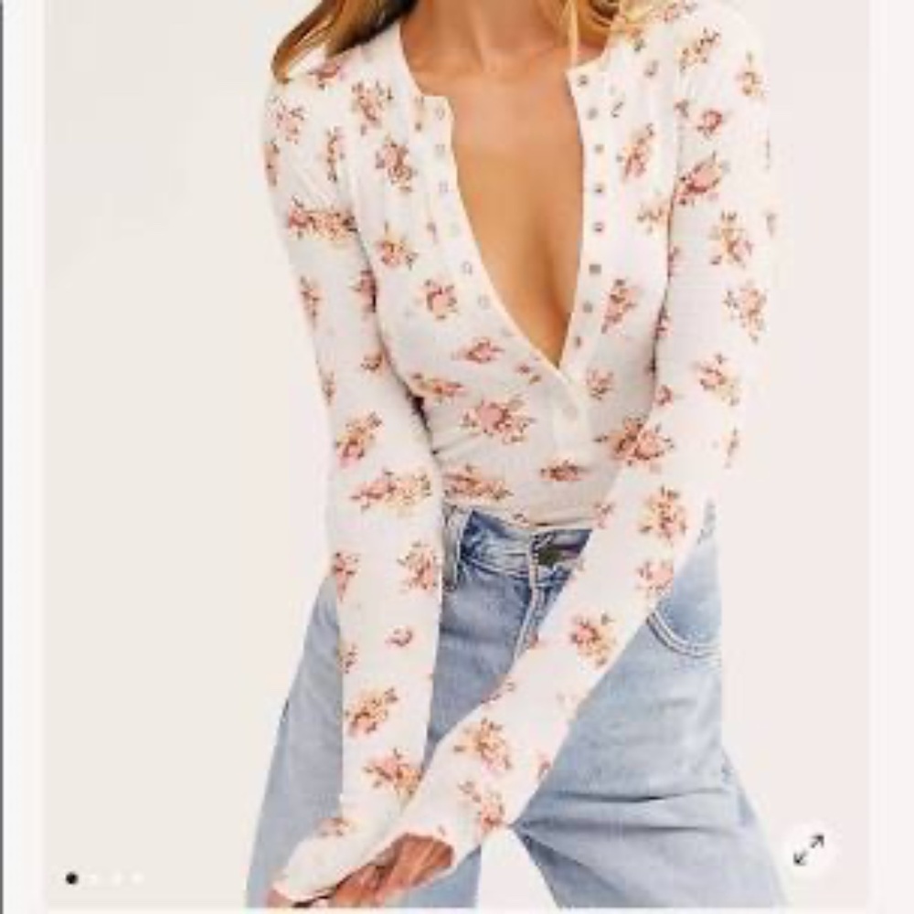 Free People One of the Girls Floral Henley, NWT